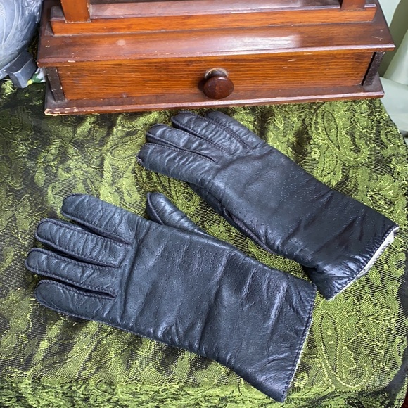 Vintage Accessories Black Leather Gloves Fleece Lined Gloves Poshmark